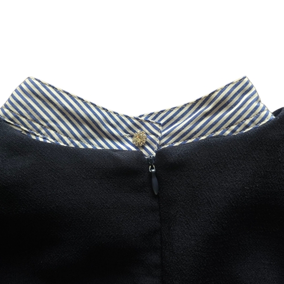 Sandro Paris Gigi Striped-Trim Fit & Flare Navy Dress, Size 2 - Picture 7 of 14